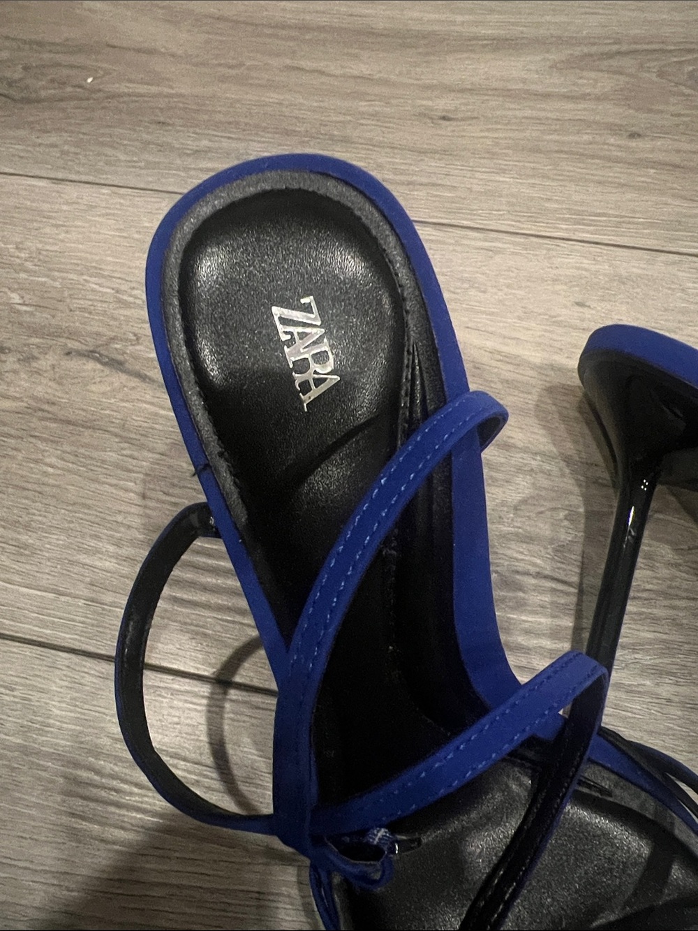 Zara Cobalt Blue Strappy Ankle‑Tie Stiletto Sandals - Picture 7 of 8